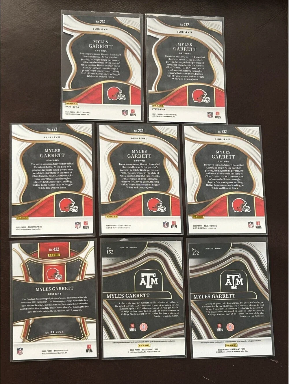 Myles Garrett Select Football Trading Cards Set - Cleveland Browns - 8 Cards